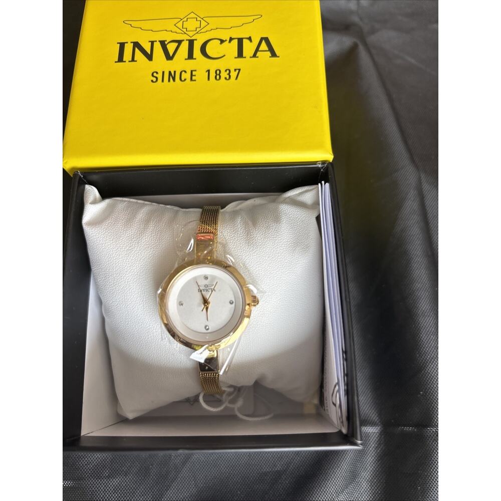 Invicta Angel Lady 26mm Gold Tone Case White Metal Dial Gold Tone Band 70293 - Picture 2 of 3